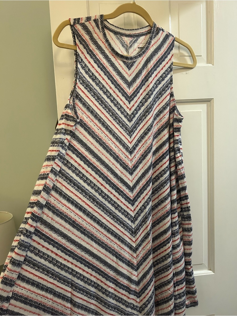 Sonoma Chevron Stripe Sleeveless Dress - Navy & Red on White